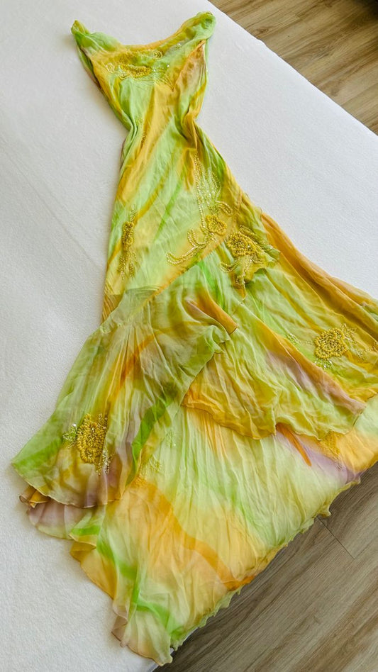 Fresh green elegant long dress suspenders waist irregular skirt prom dress homecoming dress R2961