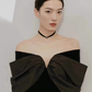 French black satin one shoulder style slimming banquet party short dress, homecoming dress R2987