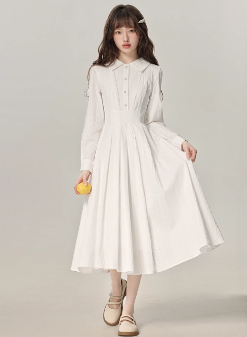 French gentle style white dress spring white moonlight interview dress R1904