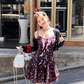 Ruffled Romantic Rose Suspender Dress French Retro Temperament Dress R4988