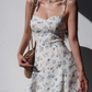 French retro girl fresh floral suspender skirt slim fit waist short skirt R2809