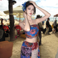 Holiday style retro print tube top vest irregular hip skirt two-piece set R0894