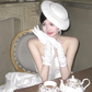 Gloves satin long white girls bride wedding dress birthday atmosphere     S6232