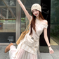 Fairy temperament high-end irregular off-shoulder sleeveless top skirt suit two-piece suit R1756