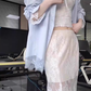 Unique beautiful blue long-sleeved shirt lace skirt two-piece suit 2025 R0860
