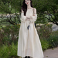 Retro French off-the-shoulder dress, seaside holiday style, cool temperament, unique and chic dress R0419