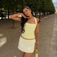 Yellow hip-hugging tight homecoming dress R2457