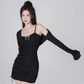 Pure desire style sexy hot girl dress suit black suspenders hip skirt women R4182
