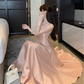 French suspender dress temperament slim pink gentle A-line bridesmaid banquet dress skirt R1527