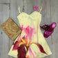 Yellow suspenders waist slim A-line mini skirt homecoming dress R2621