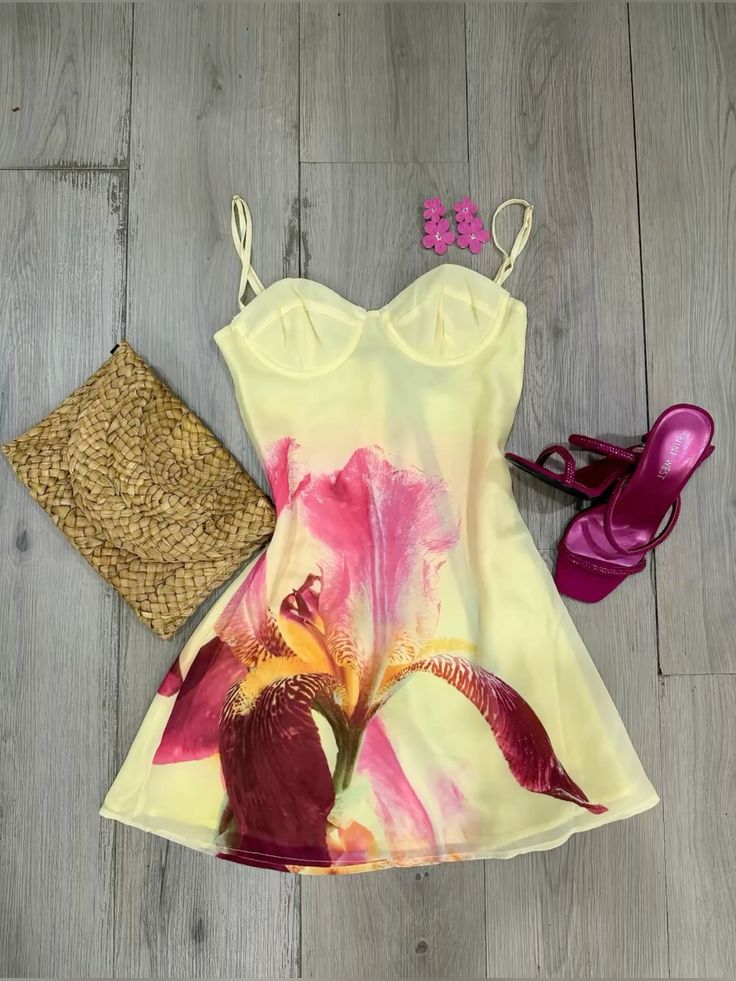 Yellow suspenders waist slim A-line mini skirt homecoming dress R2621