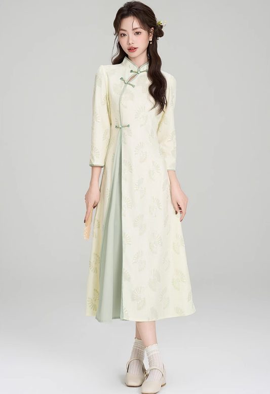 New Chinese style national style element dress new improved cheongsam long skirt R2374