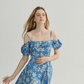 French floral skirt seaside holiday skirt fairy skirt blue short dress R2770