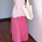 A set of gentle pink striped sleeveless top a-line skirt beautiful suit R0782