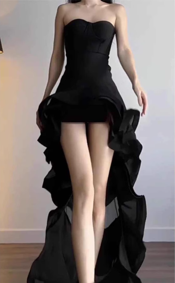 Birthday dress high-end party dress niche temperament trailing tube top dress R1770