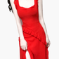 2025 summer new red irregular sexy ruffled seaside holiday dress R0980