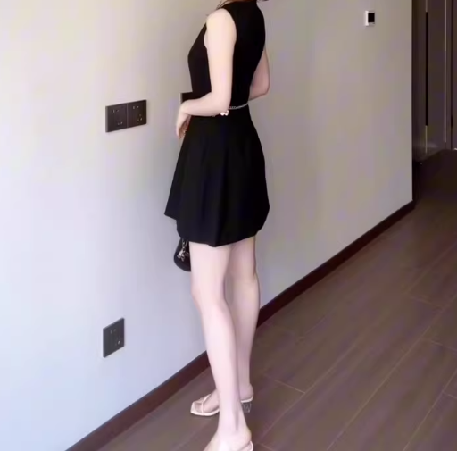 Hepburn style black vest dress gentle temperament waist A-line short skirt women R0845