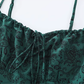 French holiday long green 2025 new dress with suspenders and prints R2606