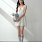 Tencel bow tie V-neck vest dress summer sweet playful midi dress R3332
