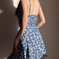Retro girl slim fit floral dress waist suspender dress short skirt R2824