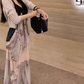 Ink print dress sexy backless holiday design sling sexy V-neck lazy skirt R1489