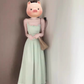 Women's mint green suspender dress holiday style waist backless temperament long dress R0465