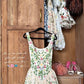Fresh green floral suspenders low-cut sexy waist skirt homecoming dress R2623