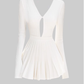 Pure desire hot girl V-neck holiday dress 2025 waist a-line pleated short skirt R1081