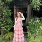 Pink long waist A-line suspender dress for women summer French temperament skirt R4862