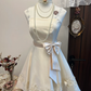 White crystal suspenders waist slimming big skirt short skirt homecoming dress R4165