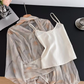 Long-sleeved V-neck puff sleeve chiffon yellow floral dress two-piece waisted short skirt R2022