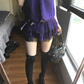 French purple satin lace halter neck dress for women summer beautiful waist cake short skirt R3594