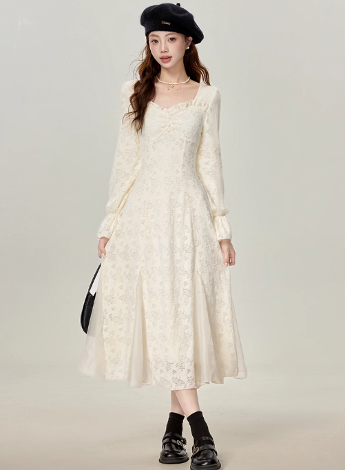 French style gentle high-grade lace white inner dress bottoming skirt R1921