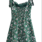 2025 Summer New Retro Green Floral Fungus Small A-line Suspender Dress R0926