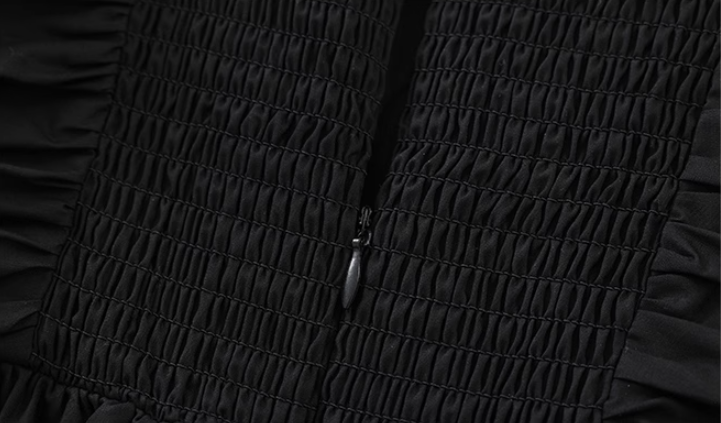 French holiday style long black 2025 new suspender temperament dress R2658