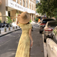 Sunset romantic atmosphere yellow floral dress women's holiday wear long dress R4342