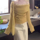 A complete set of outfits yellow one-shoulder top hip skirt 2025 two-piece suit R0768
