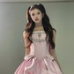 Blue suspenders waist slim princess tutu skirt homecoming dress R2947