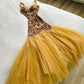 Yellow dress retro color waist slimming suspender skirt tulle skirt homecoming dress R2850