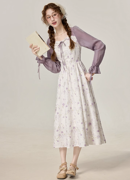 Temperament gentle style floral dress 2025 new spring super beautiful dress R1907