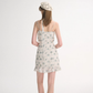 French halter neck suspender skirt ruffled floral skirt holiday style dress R2752