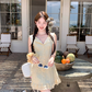 Yellow sleeveless waist a-line dress women's summer French temperament skirt R4622