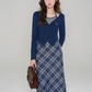 American retro college style new knitted sweater top skirt two-piece suit R2390