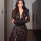 Sexy hot girl lace strap V-neck dress 2025 waist-hugging hip-wrapped slit long skirt R1205