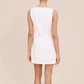 Dress White French Sleeveless Single Breasted Slim Fit A-Line Short R2910