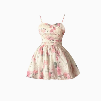 French gentle style sling floral dress 2025 large size pure desire waist A-line skirt R1169