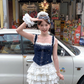Short white high waist A-line cake skirt for women summer tall and slim skirt R4867