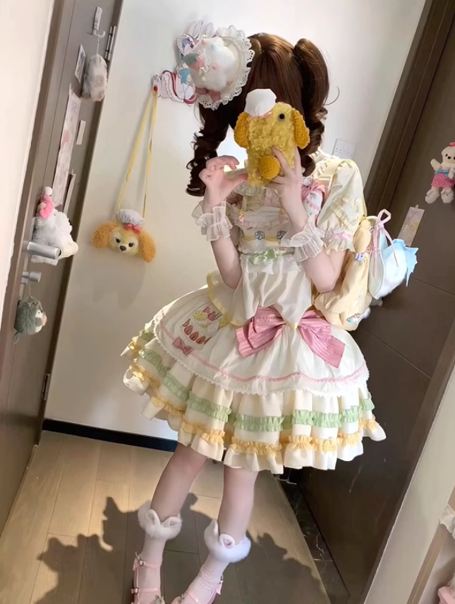 Cute and sweet OP inner top sling dopamine soft three-piece lolita skirt Lolita princess skirt R1685