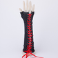 Lace-up fingerless gloves long black satin gloves elbow length suitable for wedding engagement Halloween party     S6219