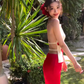 Backless halter neck top 2025 hip-wrapped holiday maxi skirt suit R1397